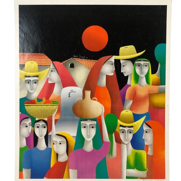Alfredo Linares Ink Signed Figural Abstract Lithographic Poster